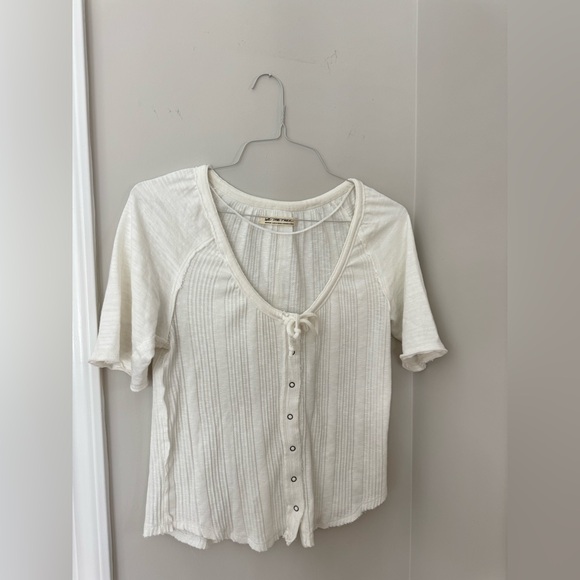 We The Free Cream Button-Front Blouse - Picture 2 of 4